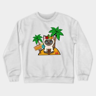 Cute Siamese Cat on an island Crewneck Sweatshirt